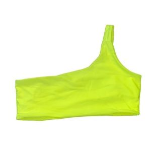 Neon Yellow SHEIN One Shoulder Bikini Top Size Small NWOT